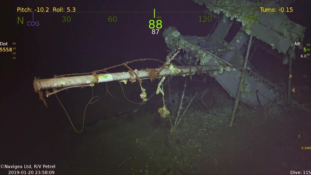 The American aircraft carrier USS Hornet (CV-8), which sank at a depth of 5500 meters - Bottom, Depth, Pacific Ocean, Coral, Fleet, Aircraft carrier, The Second World War, Research, Interesting, Robot, The photo, Naval battles, Tractor, Artillery, Visorless, Informative, Rust, Longpost, Rv Petrel (research vessel), Paul Allen