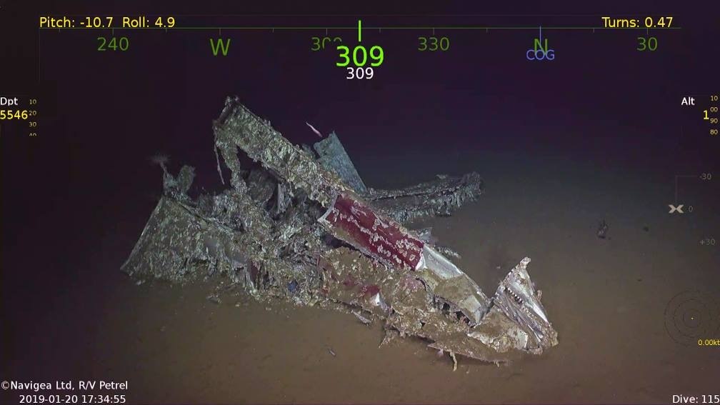 The American aircraft carrier USS Hornet (CV-8), which sank at a depth of 5500 meters - Bottom, Depth, Pacific Ocean, Coral, Fleet, Aircraft carrier, The Second World War, Research, Interesting, Robot, The photo, Naval battles, Tractor, Artillery, Visorless, Informative, Rust, Longpost, Rv Petrel (research vessel), Paul Allen