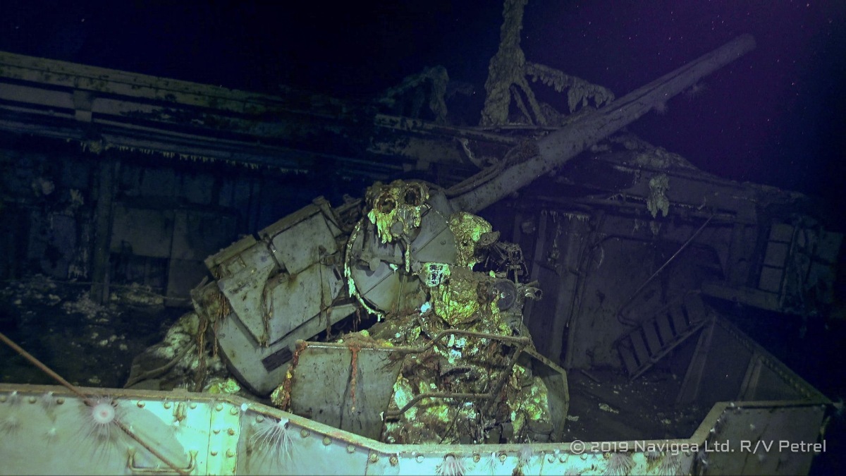 The American aircraft carrier USS Hornet (CV-8), which sank at a depth of 5500 meters - Bottom, Depth, Pacific Ocean, Coral, Fleet, Aircraft carrier, The Second World War, Research, Interesting, Robot, The photo, Naval battles, Tractor, Artillery, Visorless, Informative, Rust, Longpost, Rv Petrel (research vessel), Paul Allen