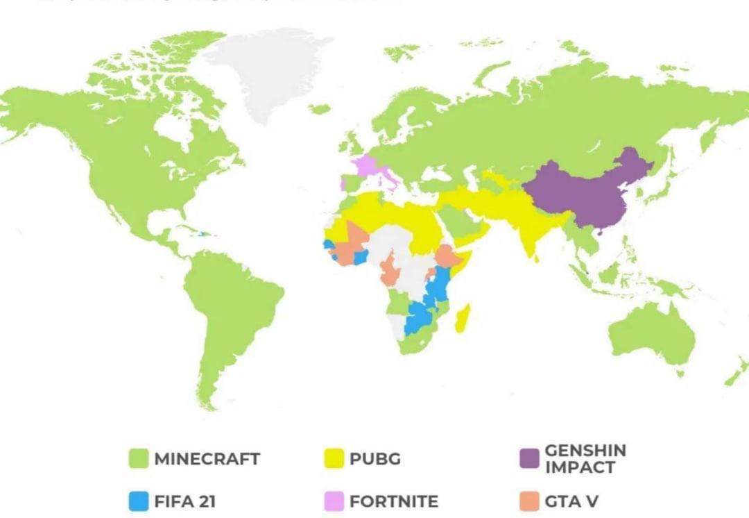 Самая популярная игра в каждой стране мира за 2021 год | Пикабу