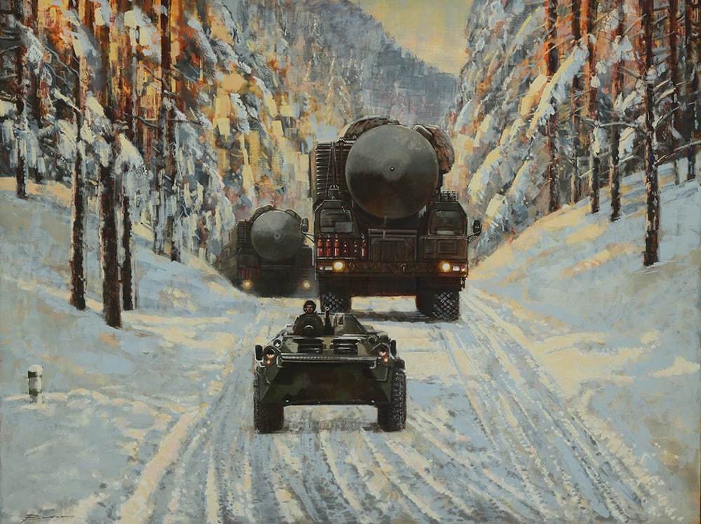 Yars in the winter forest - Weapon, Painting, Ballistic missile