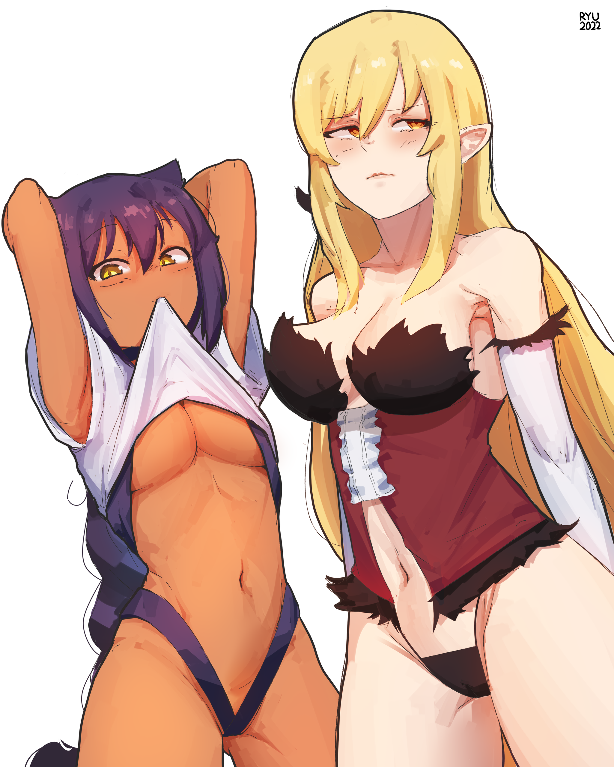 Legal Loli~ - NSFW, Jahy, Shinobu oshino, Jahy-sama wa Kujikenai!, Monogatari series, Crossover, Art, Anime art, Anime, Longpost