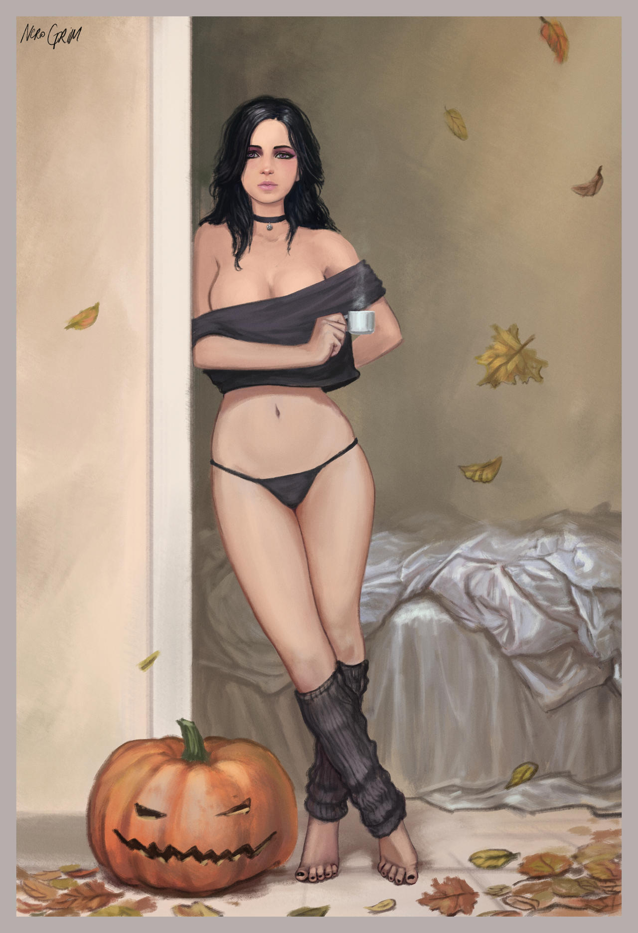 The Witcher art by NeroGrim - NSFW, Art, Witcher, The Witcher 3: Wild Hunt, Triss Merigold, Yennefer, Ciri, Shani, Girls, Erotic, Hand-drawn erotica, Game art, Underwear, Stockings, Boobs, Booty, Bondage, BDSM, Collar, Gag, On the knees, Longpost