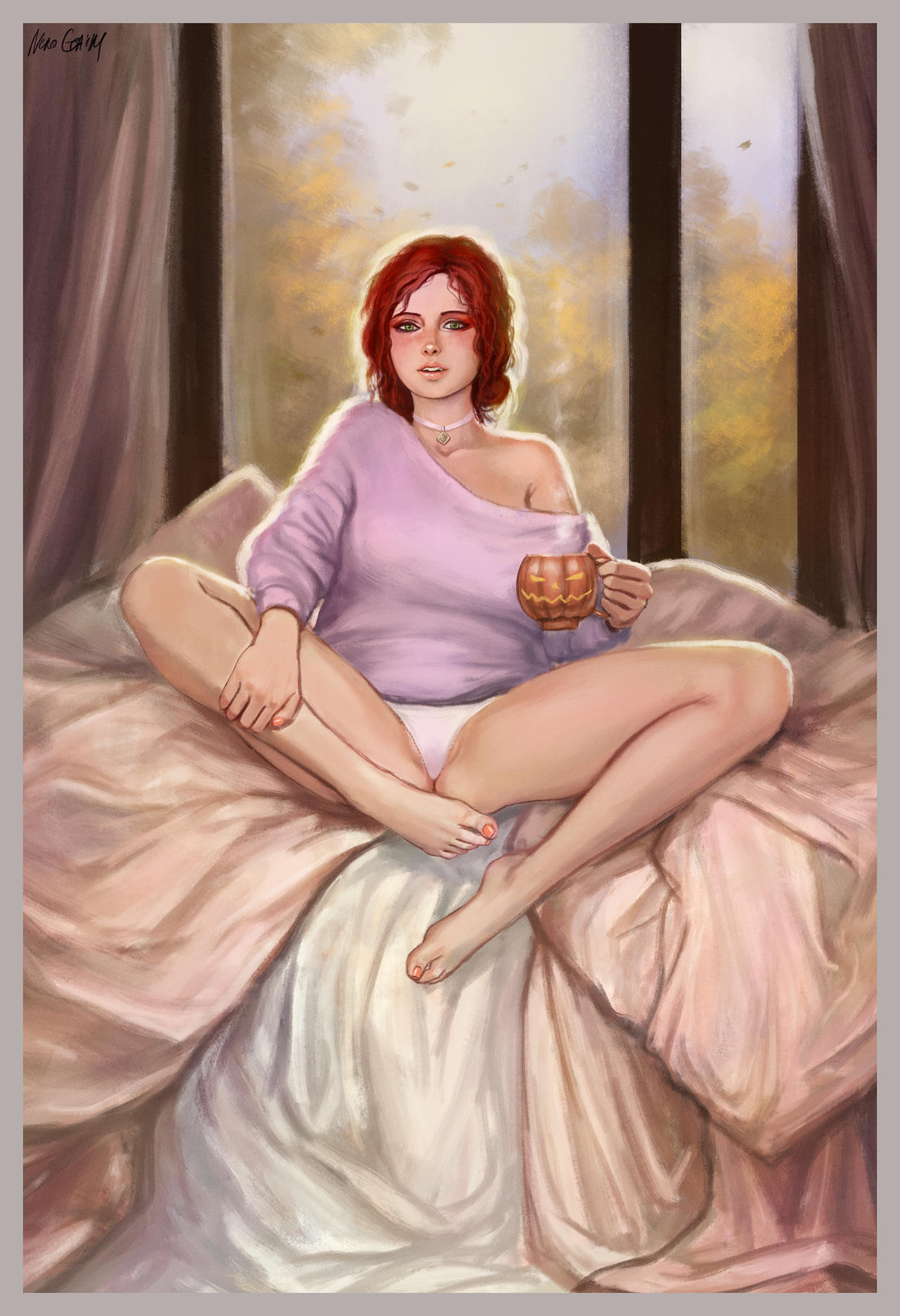 The Witcher art by NeroGrim - NSFW, Art, Witcher, The Witcher 3: Wild Hunt, Triss Merigold, Yennefer, Ciri, Shani, Girls, Erotic, Hand-drawn erotica, Game art, Underwear, Stockings, Boobs, Booty, Bondage, BDSM, Collar, Gag, On the knees, Longpost