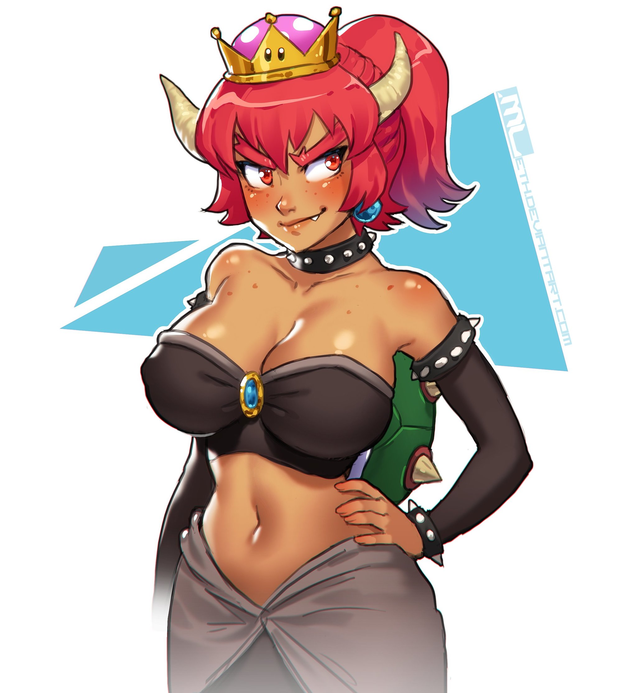 Redhead Bowsette by Mathias Leth (MLeth) - Mleth, Bowsette, Girls, Games, Mario, Super crown, Game art, Monster girl