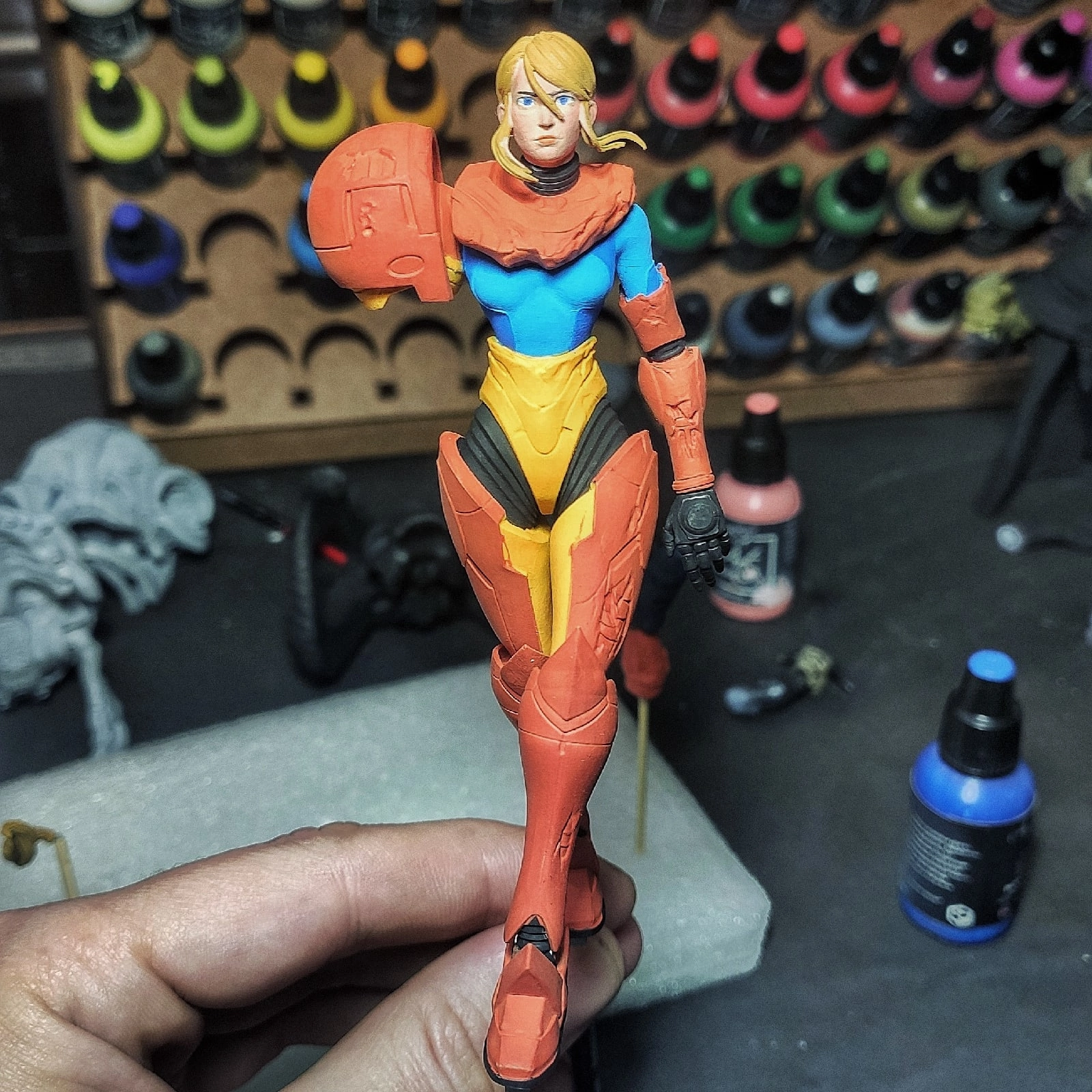 Samus aran - My, 3D printer, Longpost, Airbrushing, Paint, 3D печать, 3D, Painting miniatures, Painting, Collection, Collecting, Metroid, Samus aran