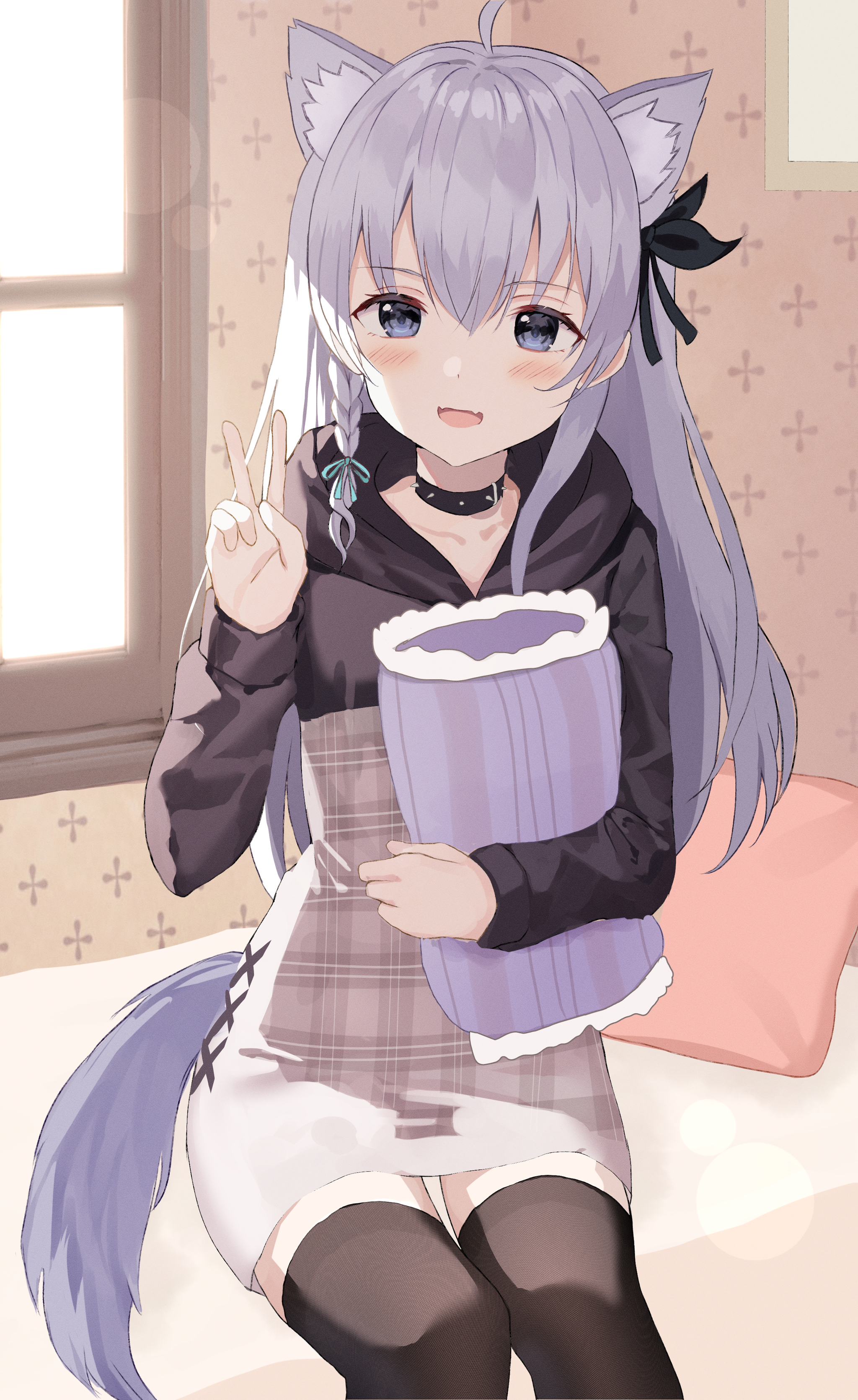 Peace for everyone - Anime, Anime art, Neko, Animal ears, Stockings, Girls, Vrchat