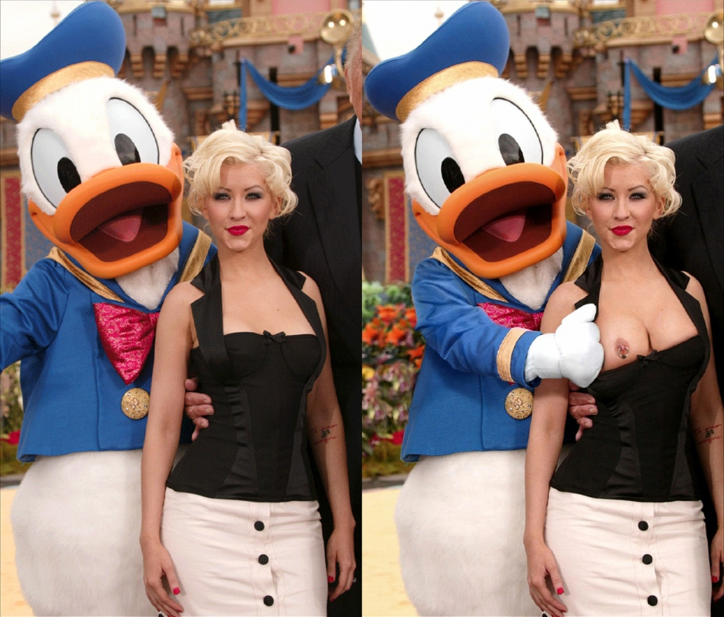 Oh this Donald - NSFW, Sexuality, Girls, Erotic, Blonde, Boobs, Stomach, Good body, Piercing, MILF, Photoshop, Christina Aguilera, Longpost