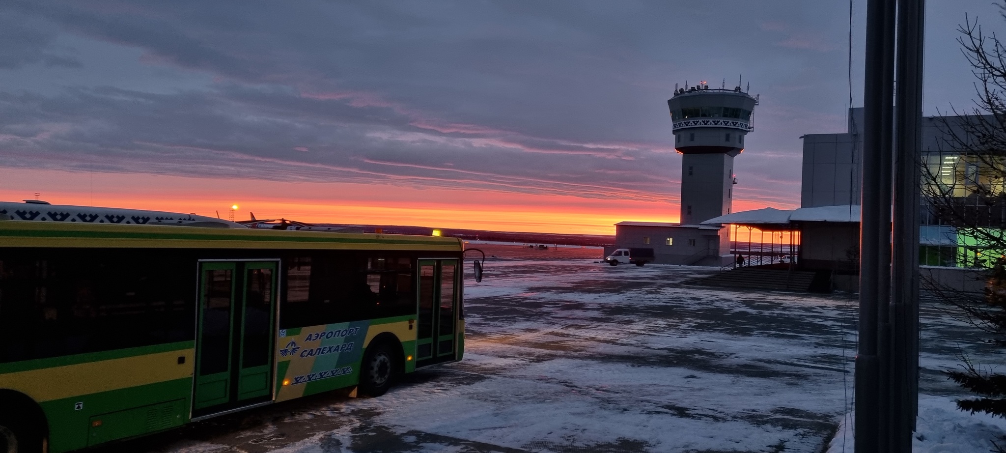 Salekhard Airport - My, The airport, Sunset, North, dawn