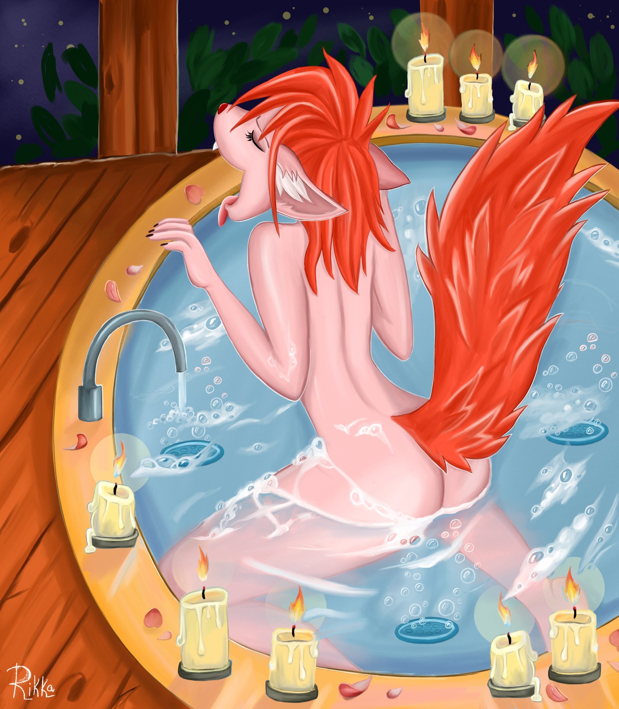 Bubbles - NSFW, My, Furry art, Furry fox, Erotic