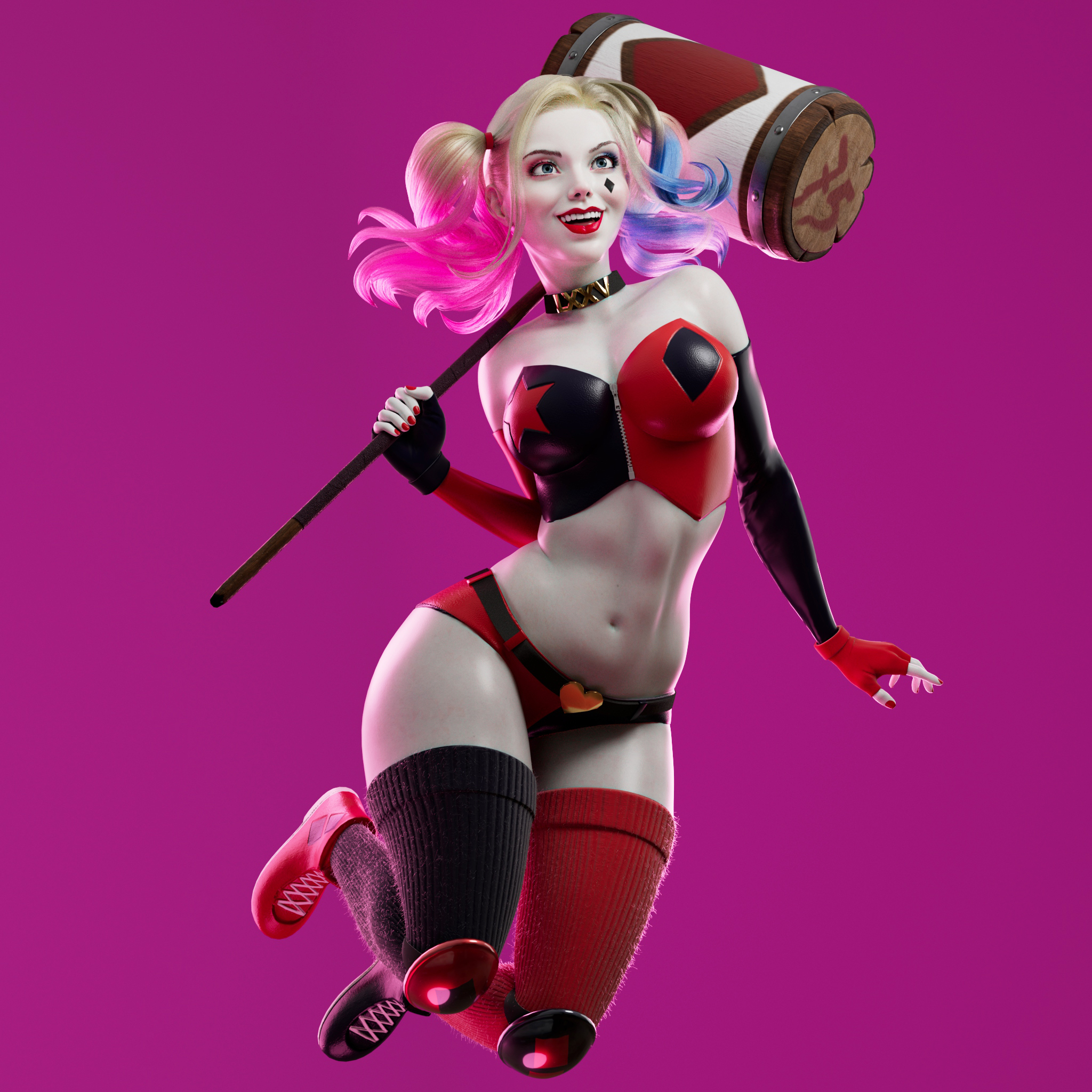 3D-model Harley Quinn - My, 3D, 3D modeling, Dc comics, Harley quinn, Longpost