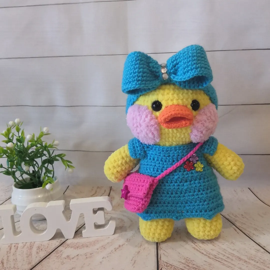 Star of TikTok - Duck Lalafan - My, Crochet, Knitted toys, Knitting, Amigurumi, Plush Toys, Soft toy, Needlework without process, Hobby, Presents