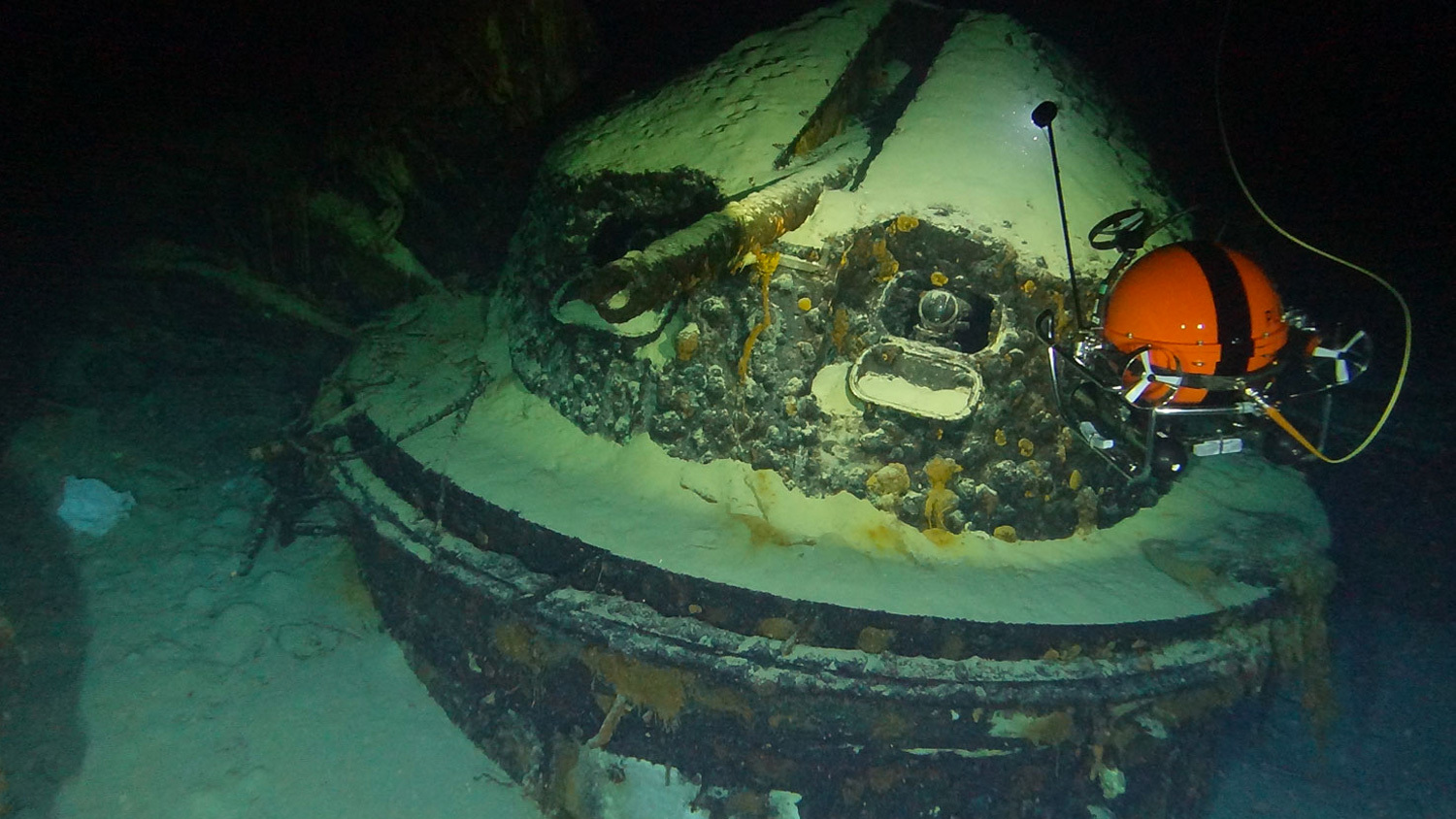 Italian battleship RN Roma at a depth of 1000 meters - Bottom, Depth, Mediterranean Sea, Fleet, Battleship, The Second World War, Research, Interesting, Robot, The photo, Naval battles, Informative, Rust, Artillery, Underwater world, Bomb, Military history, Italy, Longpost