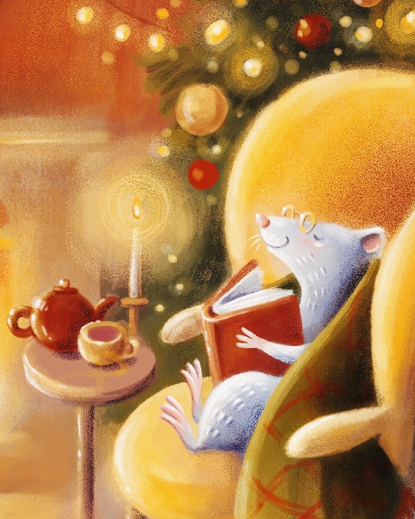 A good illustration about a cozy rat - My, Illustrations, Procreate, Rat, Cosiness, Painting, Longpost