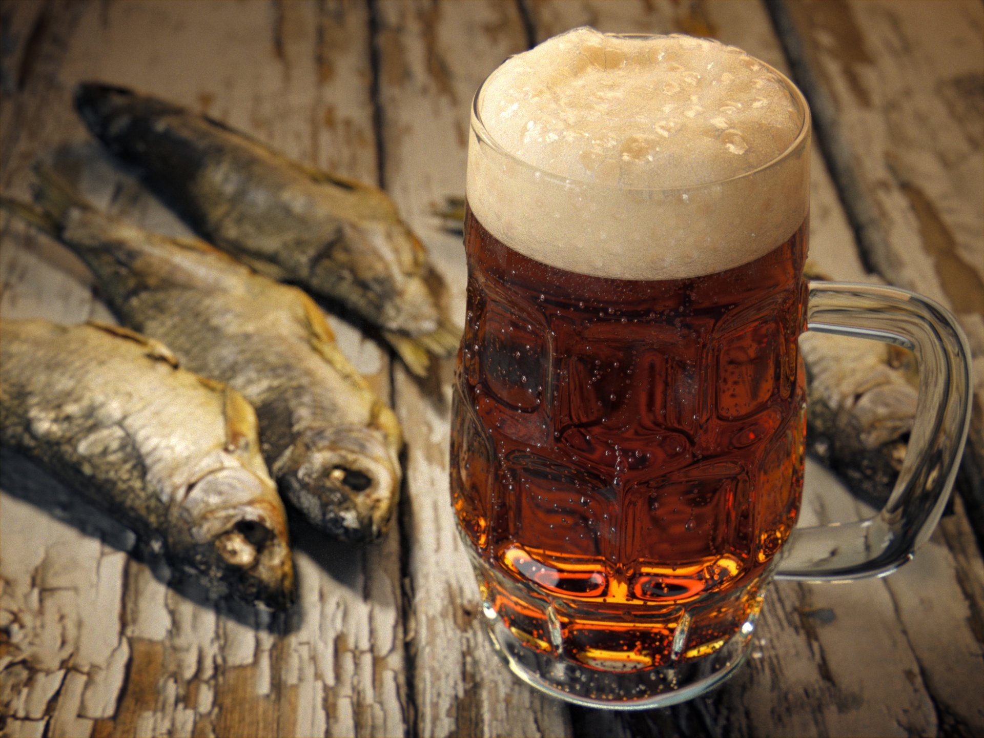 Friday - My, Beer, Кружки, A fish, 3DS max, Vray, Computer graphics, Longpost