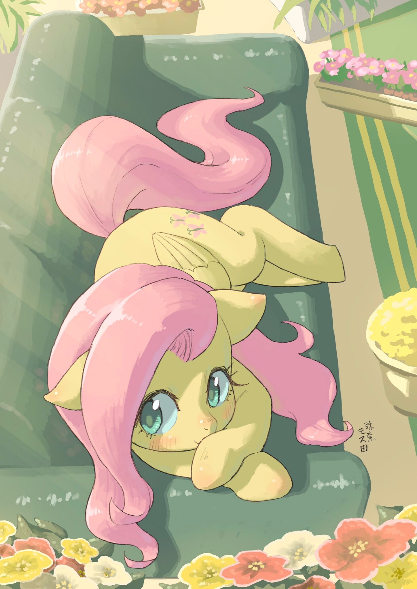 Flatty lay down to rest. - My little pony, Fluttershy, PonyArt, Yanamosuda, Art