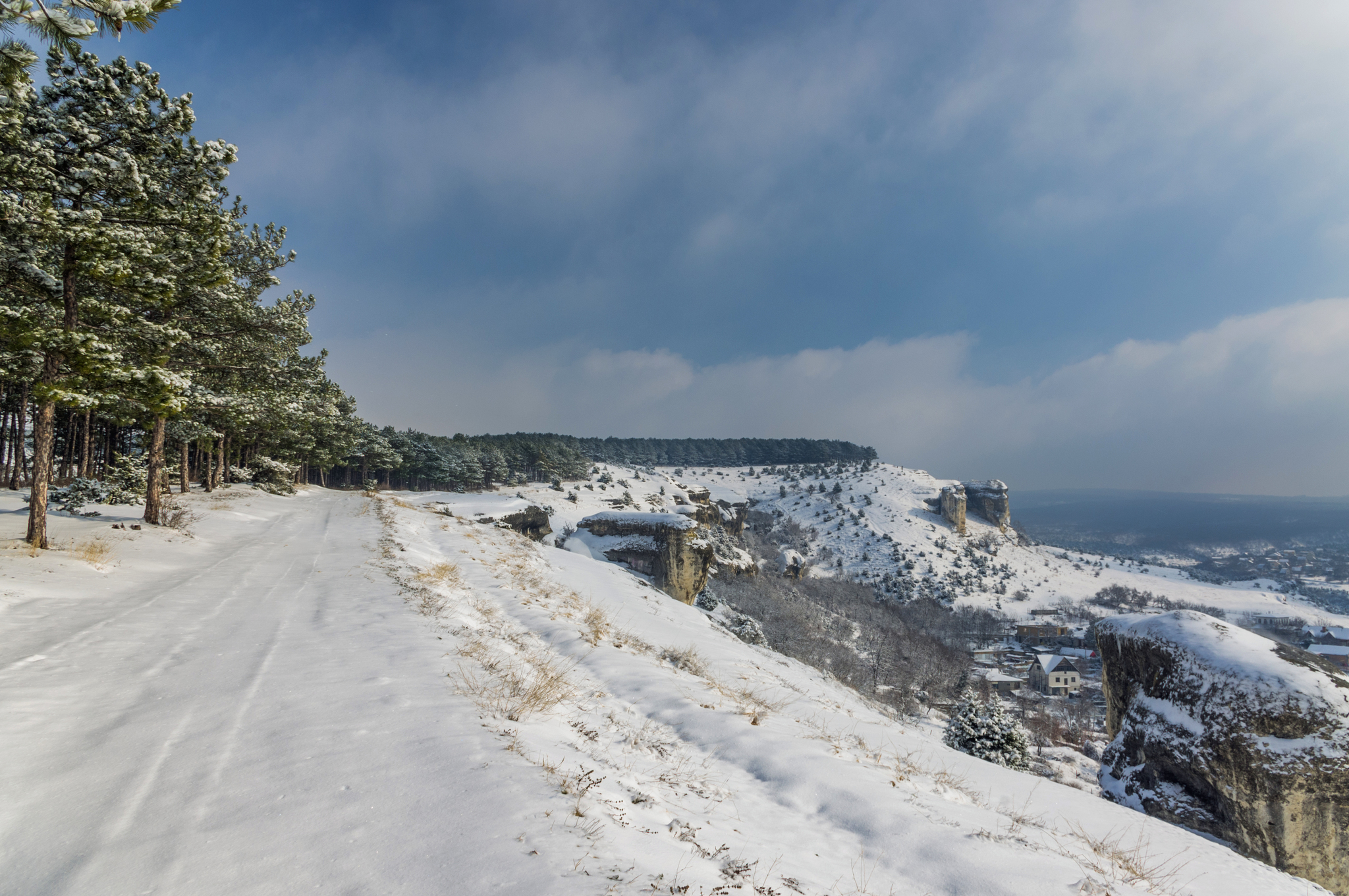 Крымская деревня Бахчисарай зимой