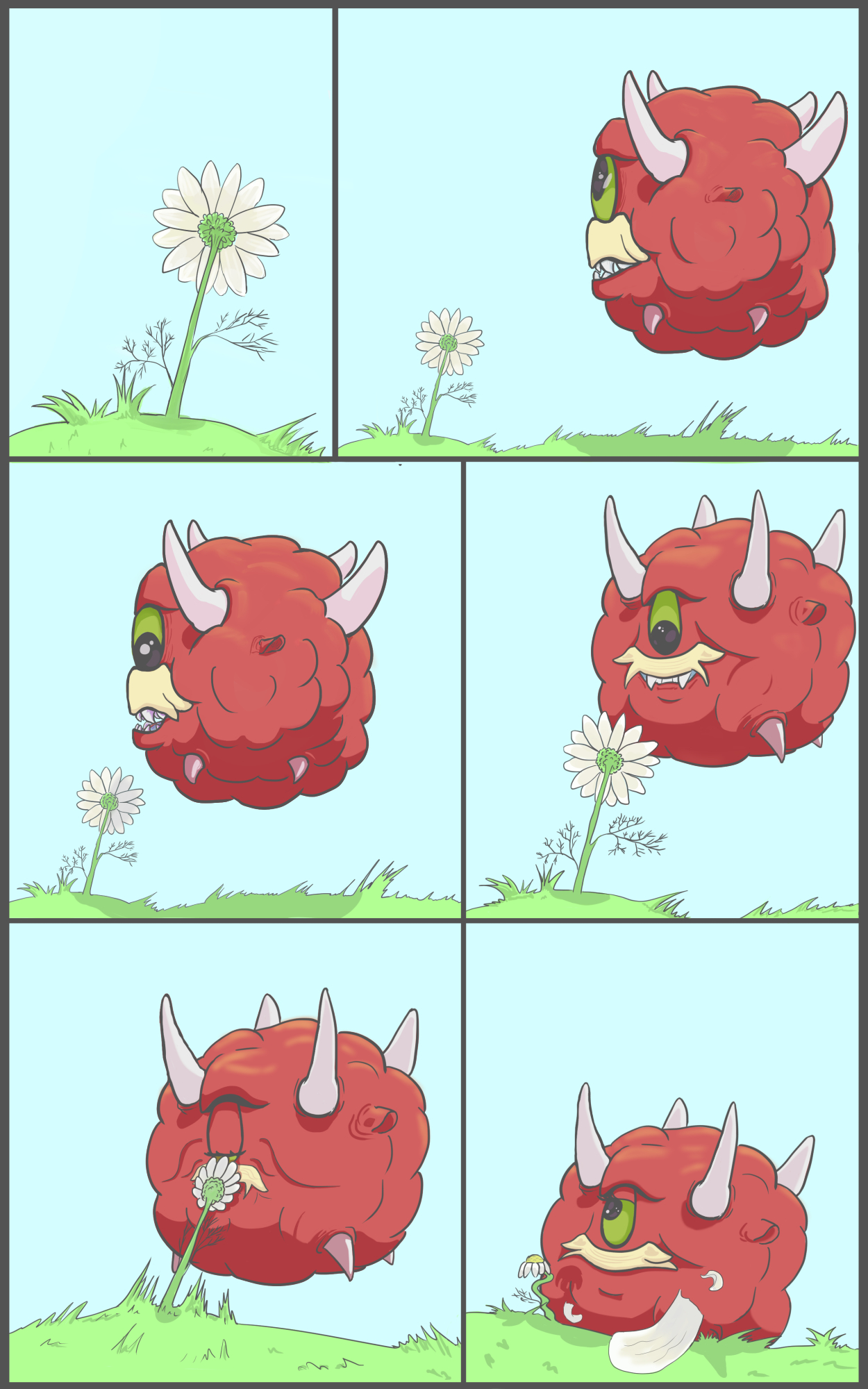 Dreamy - My, , Flowers, Chamomile, Comics, Original character, Kacodemon (Doom)