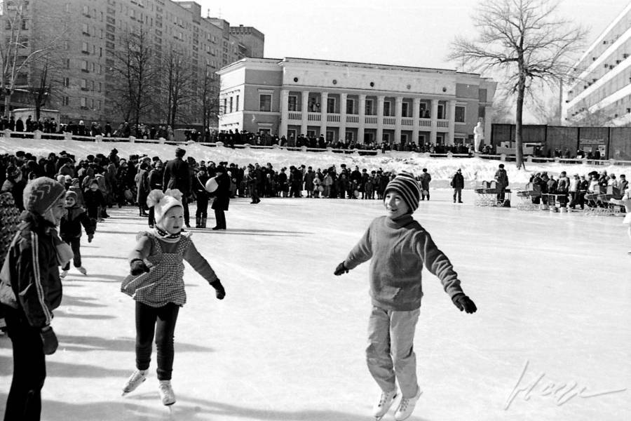 Winter activities in the USSR - Nizhny Novgorod, 80-е, Longpost, Black and white photo