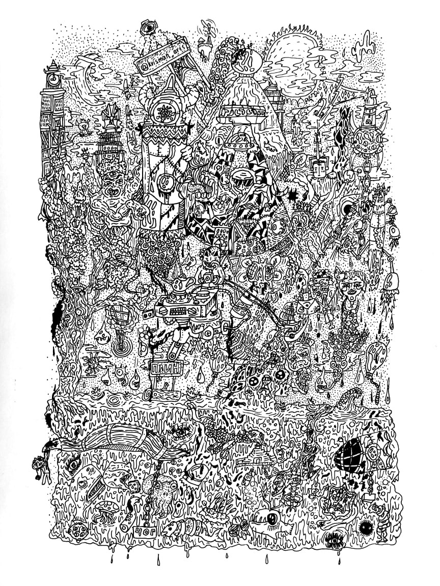 Doodling - My, Doodle, Art, Monster, Drawing, Pen drawing, Black and white, Illustrations, Characters (edit), Painting, Graphics