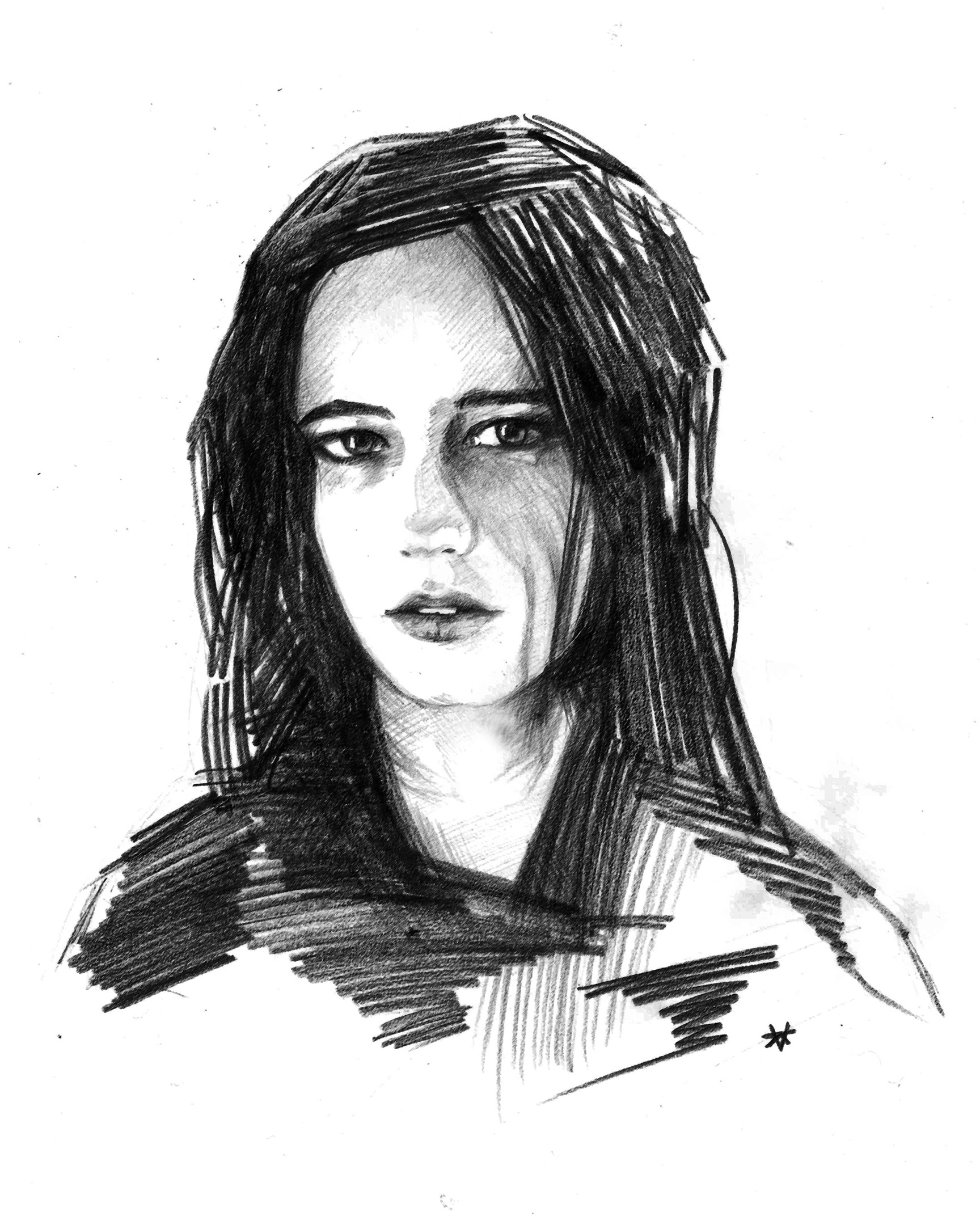 Portrait of Eva Green - My, Art, Drawing, Pencil drawing, Eva Green, Portrait