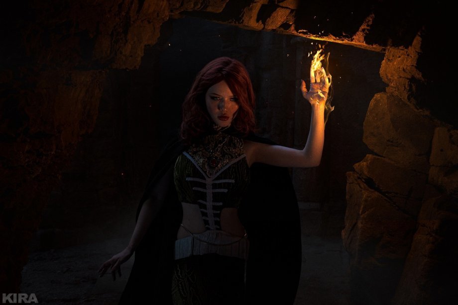 Fire Sorceress Triss - The photo, Cosplay, Witcher, Triss Merigold, The dress, Costume, Longpost, Lada Lumos