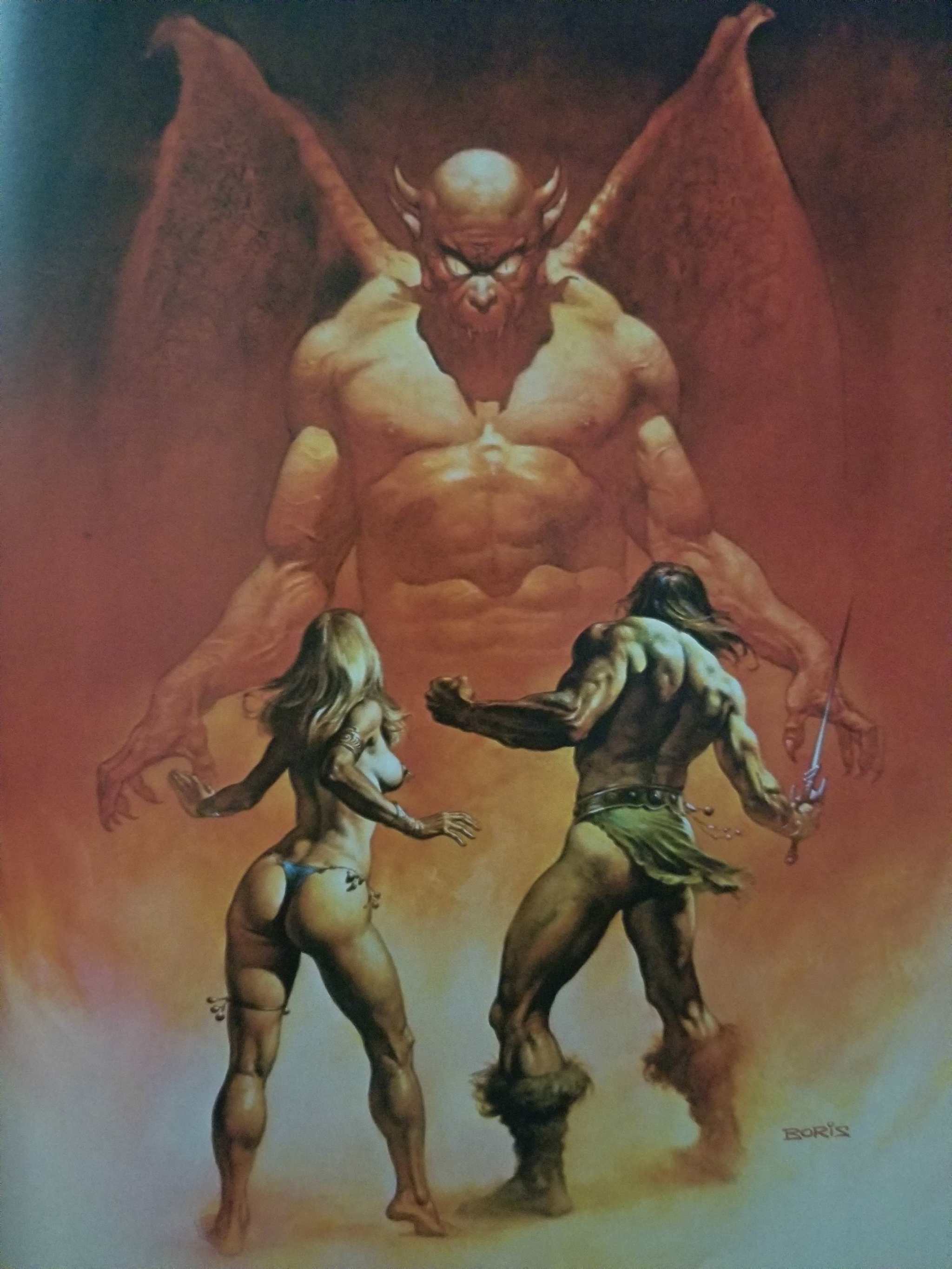 Response to the post As one creative said... - Work, Humor, Picture with text, Artist, Art, Fantasy, Bodybuilders, Reply to post, Longpost, NSFW, Boris Vallejo