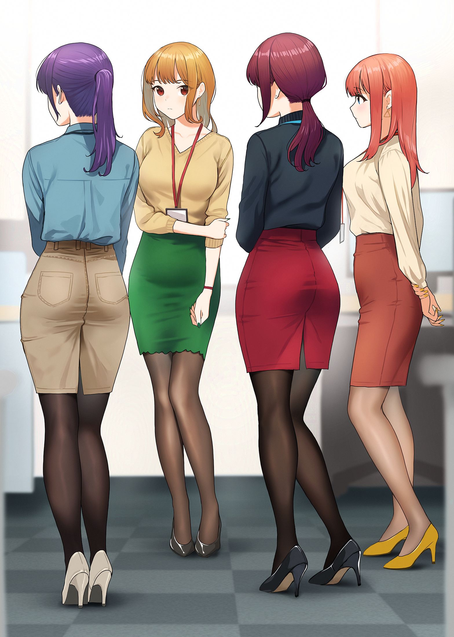 Before the glider - Drawing, Office, Office workers, Girls, Expectation, Doshimash0, Anime art, Art