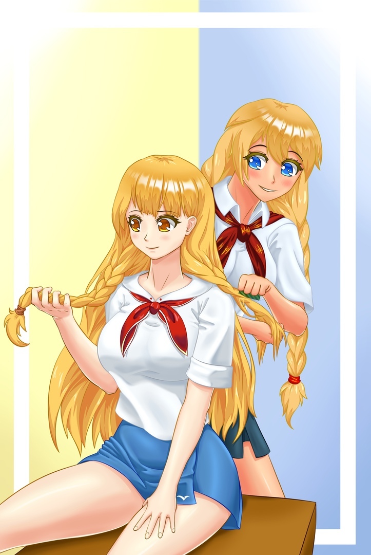 Slavya and Sasha - Endless summer, Visual novel, Glorifying, Sasha Givental, Art