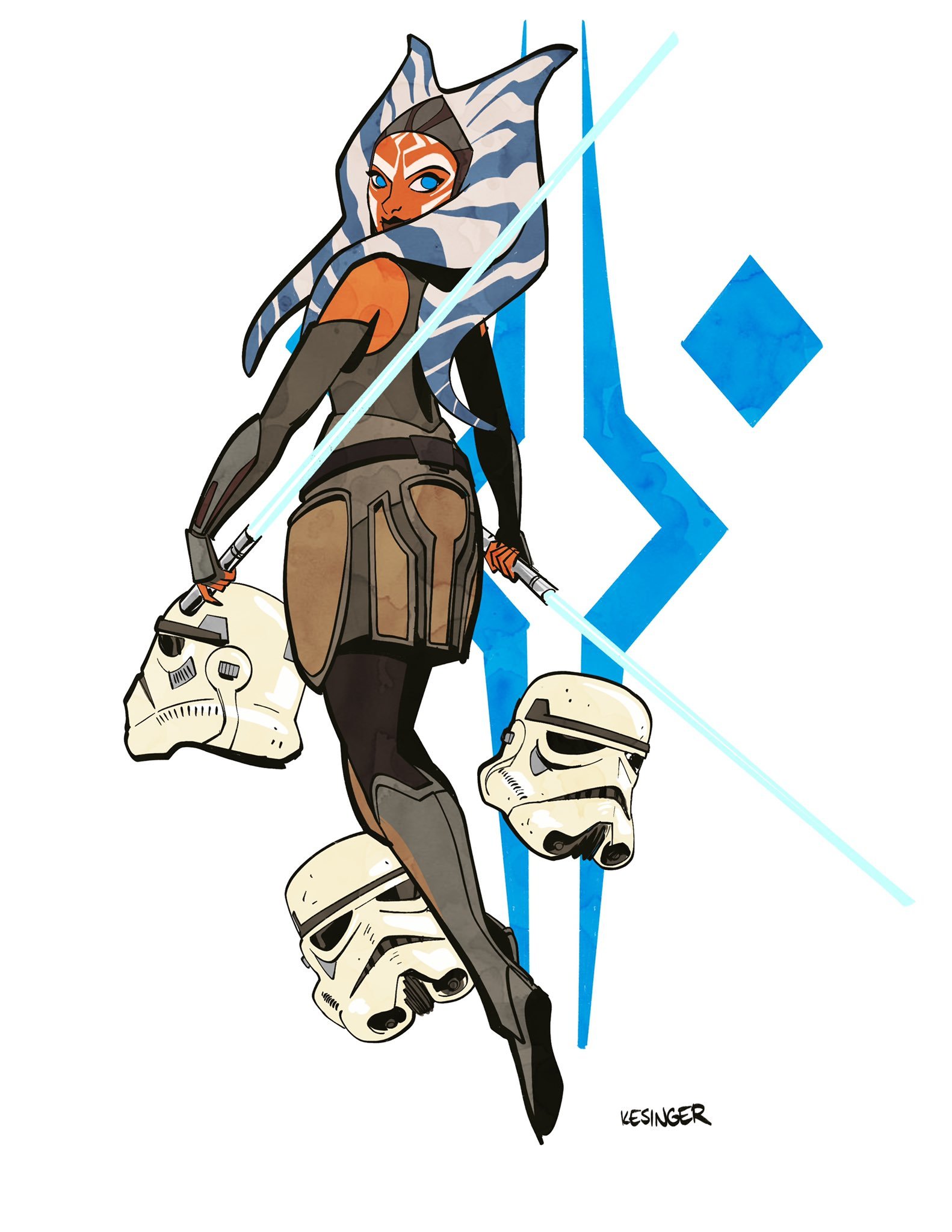 Cad Bane & Ahsoka Tano by Brian Kesinger - Brian kesinger, Star Wars, Art, Ahsoka Tano, Longpost