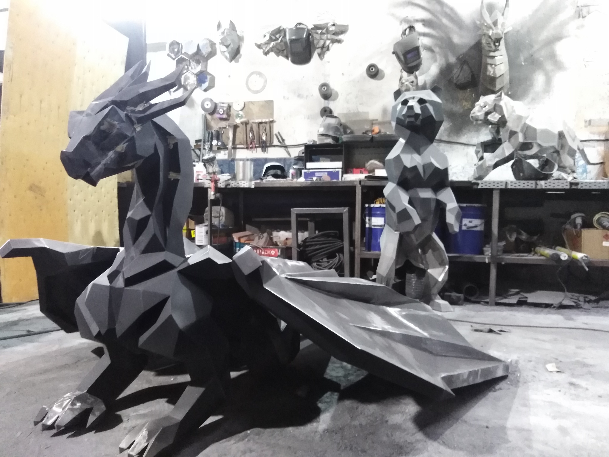 My favorite moment in my work :) - The Dragon, Welding, Art, With your own hands, Sculpture, Low poly, Video, Longpost