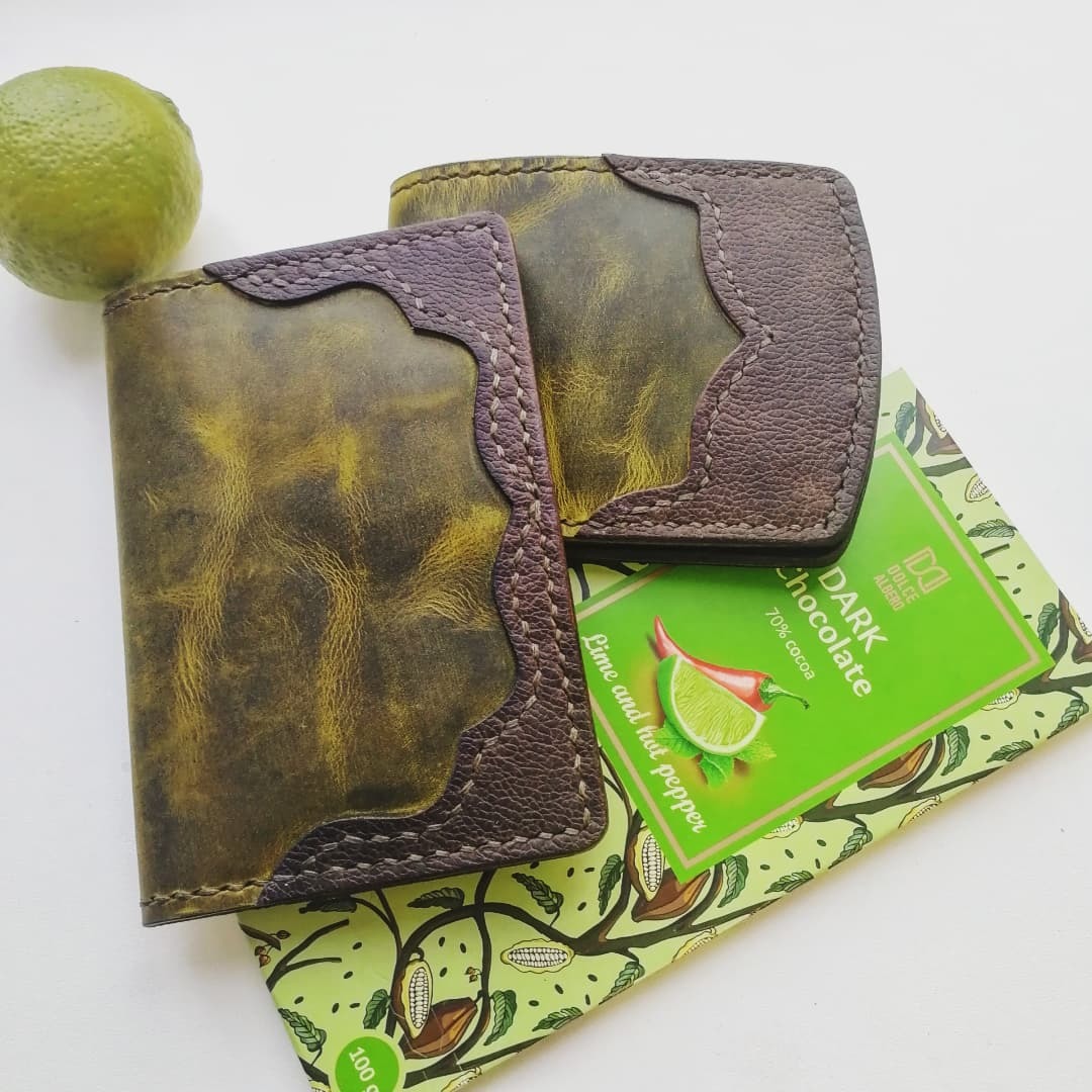 Lime and Chocolate - My, Natural leather, Handmade, Leather products, Needlework without process, Longpost