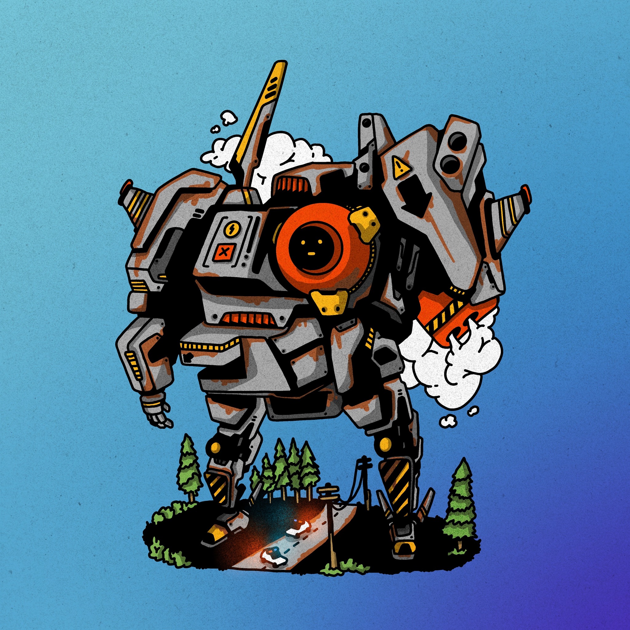 Illustrations of robots 1.5 - My, Robot, Fur, Procreate, Digital drawing, Characters (edit), Longpost