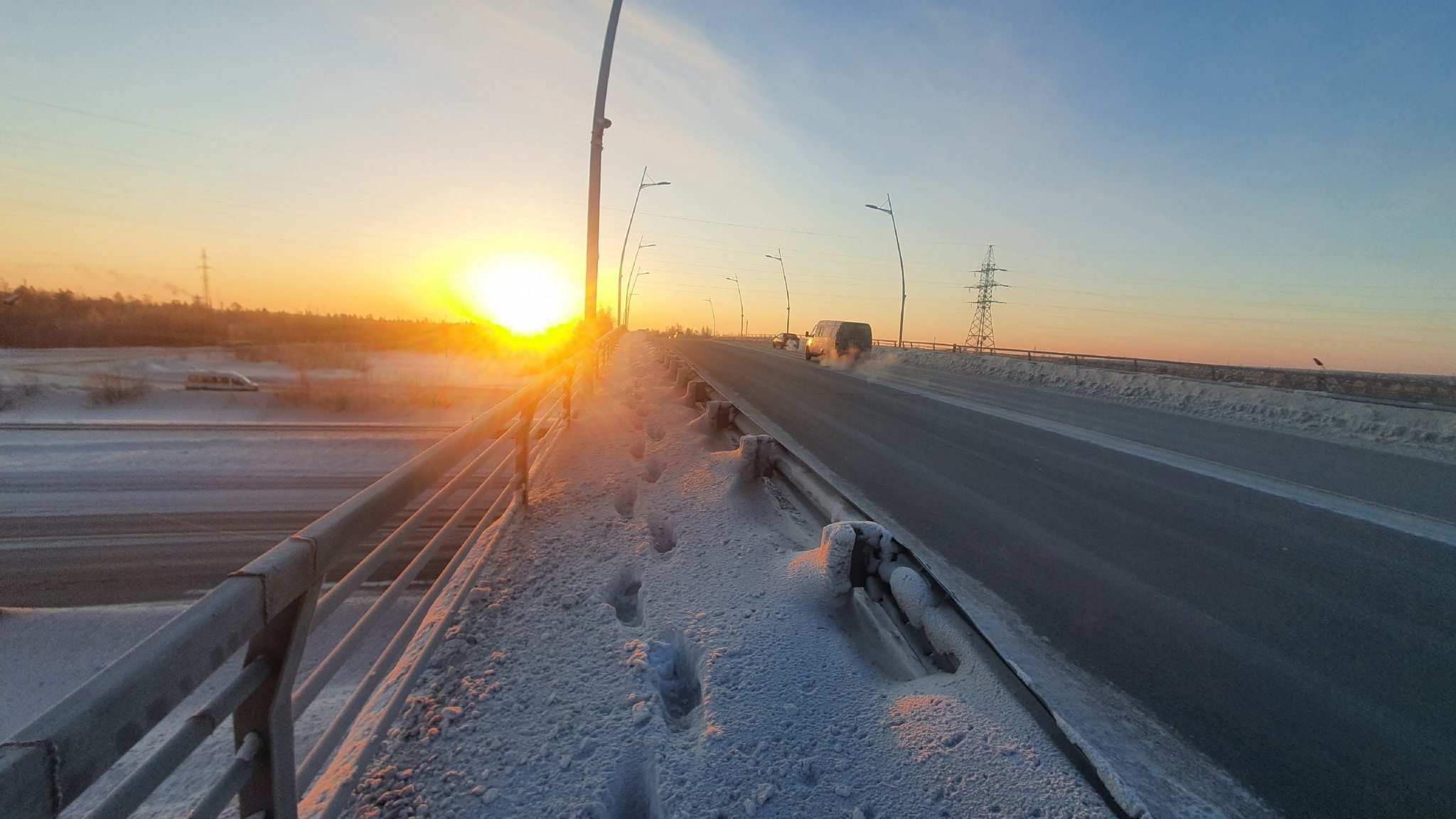 Dawn in the North - My, The photo, dawn, Photographer, North, Snow, Bridge