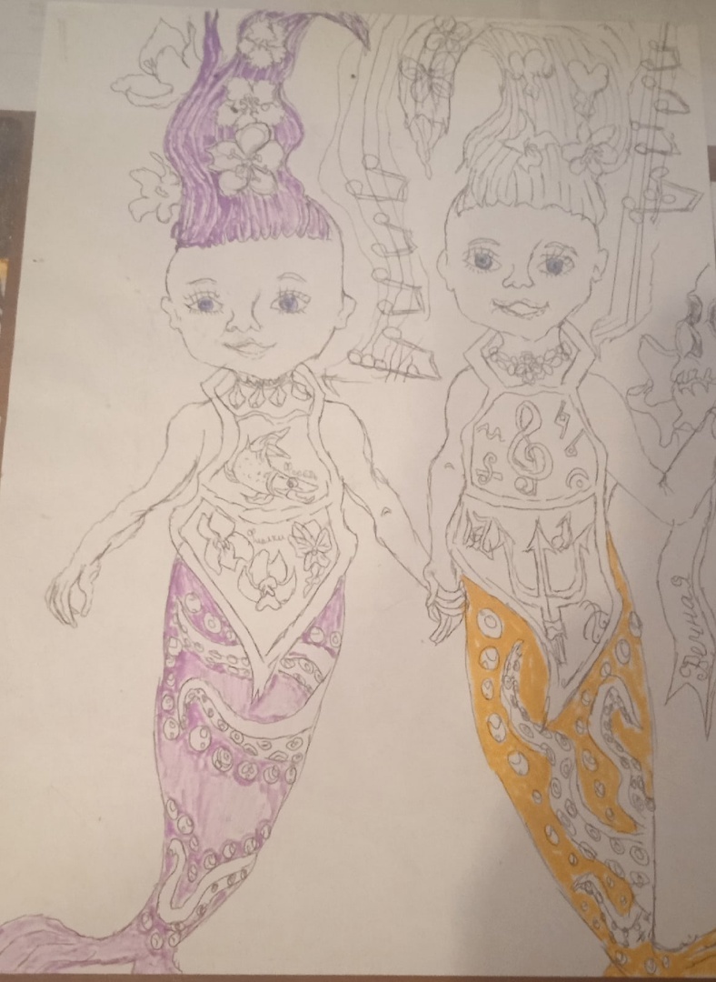 Mermaids Violetta and Singarella - My, Horror, the little Mermaid, Barbie, Story, Linda, Song, Mystic, Violet, Sirens, Art, Drawing, Longpost
