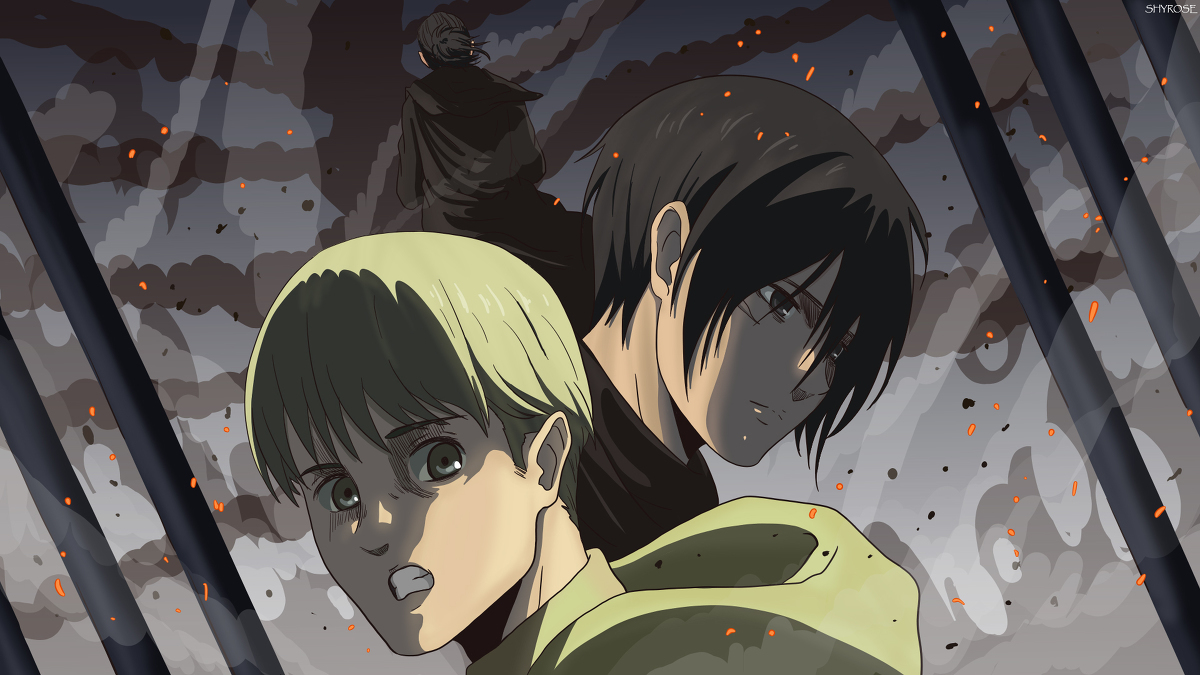 Rumbling - Anime art, Art, Attack of the Titans, Eren Yeager, Mikasa Ackerman, Armin Arlert, Anime