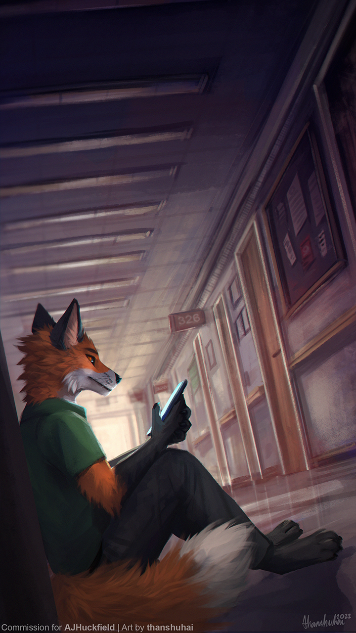 In the hallway - Furry, Anthro, Art, Furry fox, Thanshuhai