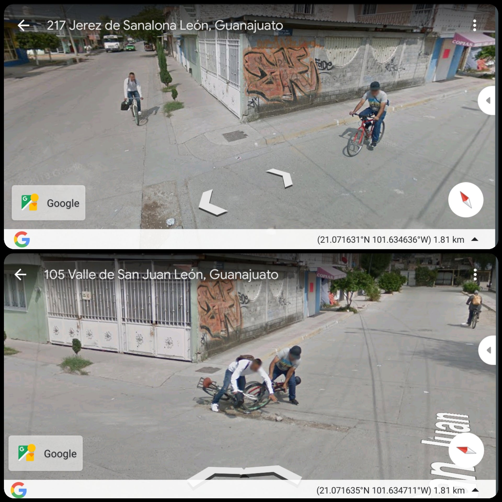 Didn't share the road - Google maps, Cards, Screenshot, Fail, Crash, A bike