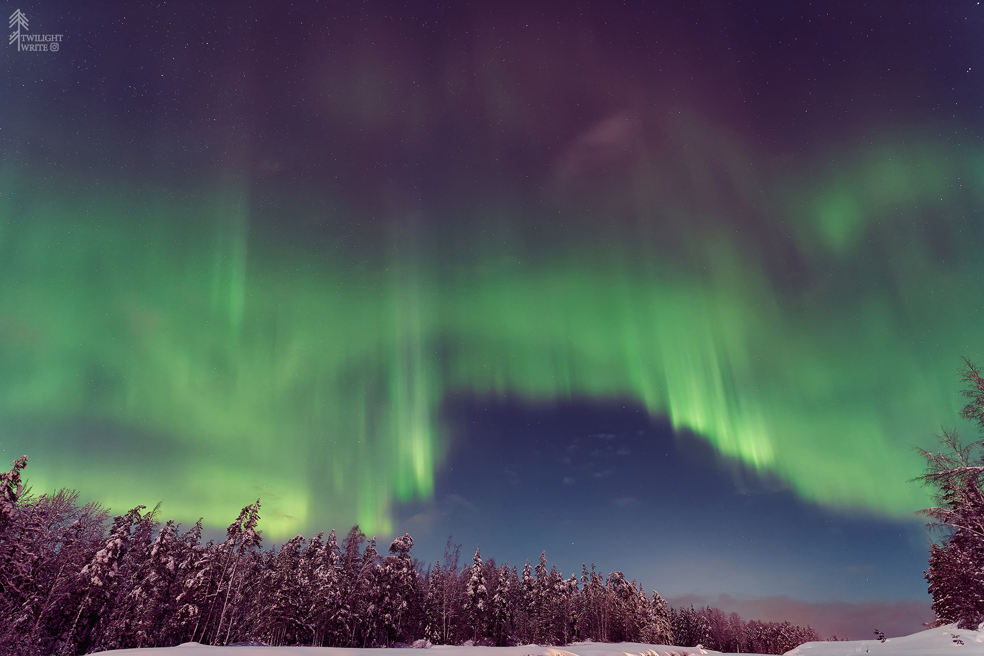 Aurora Borealis on the night of 10 to 11 February, Vyborg suburbs - My, Polar Lights, Night, Sky, Landscape, Winter, Longpost