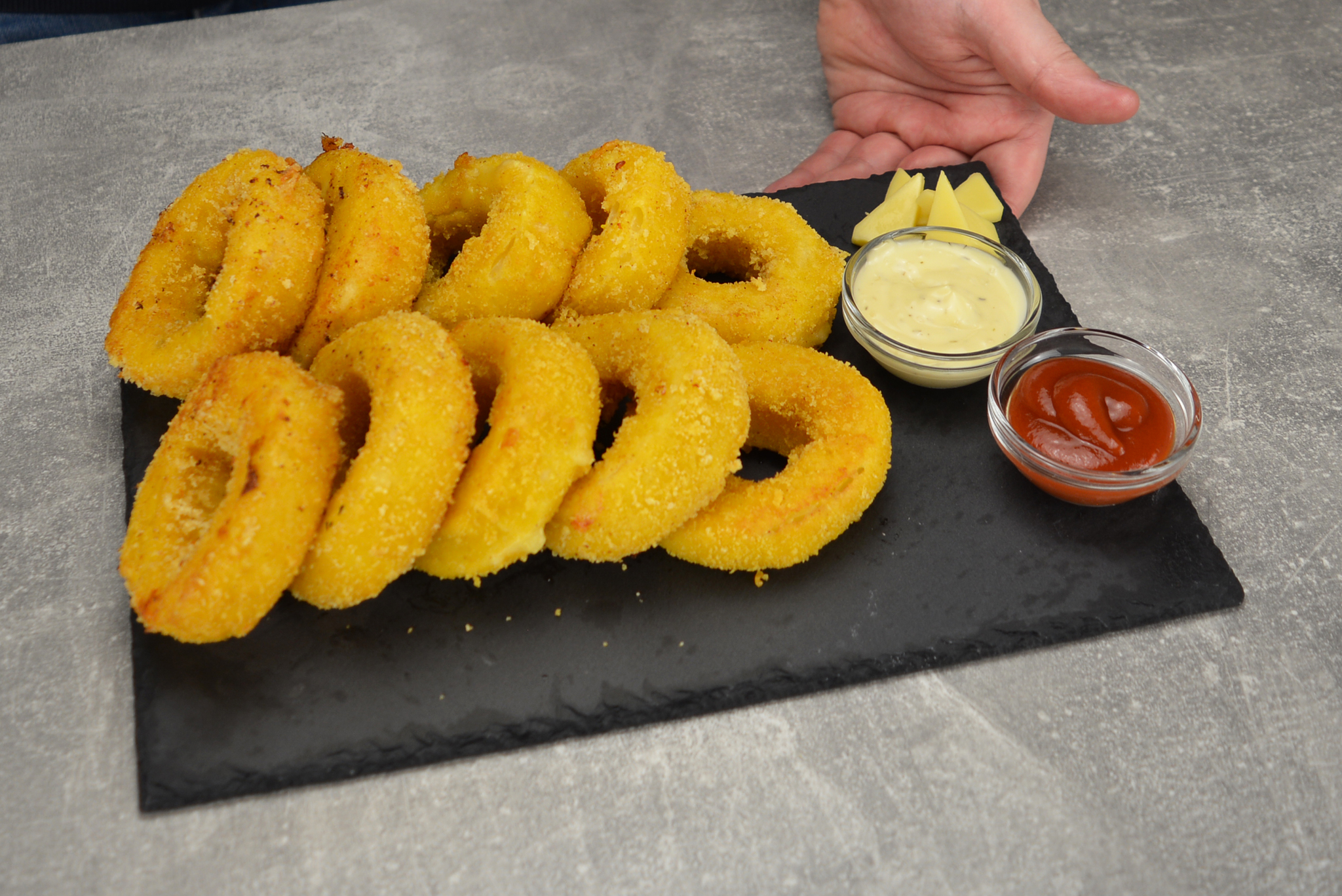 Crispy onion rings with deep-fried cheese - My, Video recipe, Snack, Preparation, Dinner, Cooking, Recipe, Yummy, Video, Longpost, Onion rings