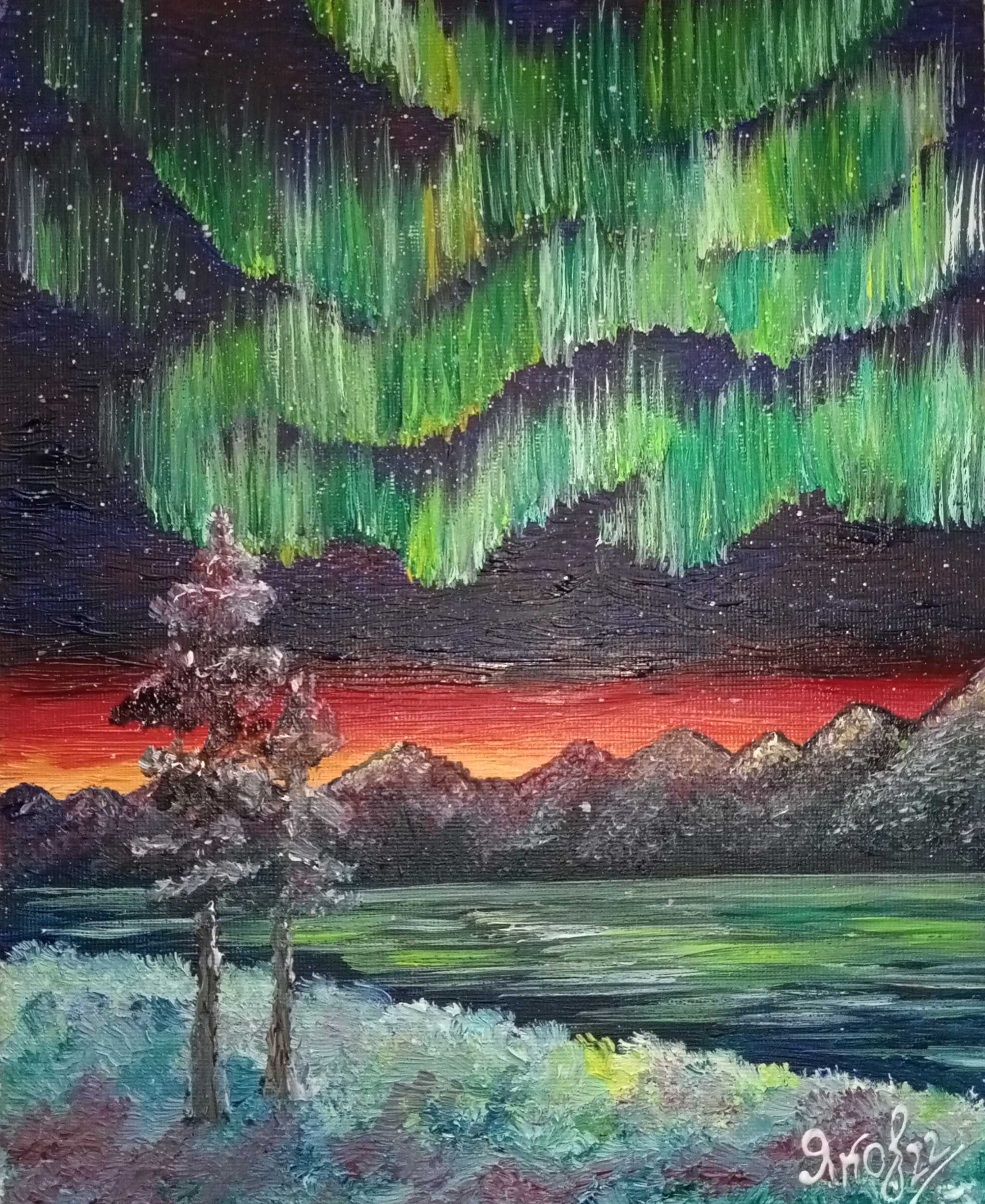 Inspiration - My, Painting, Hobby, Polar Lights