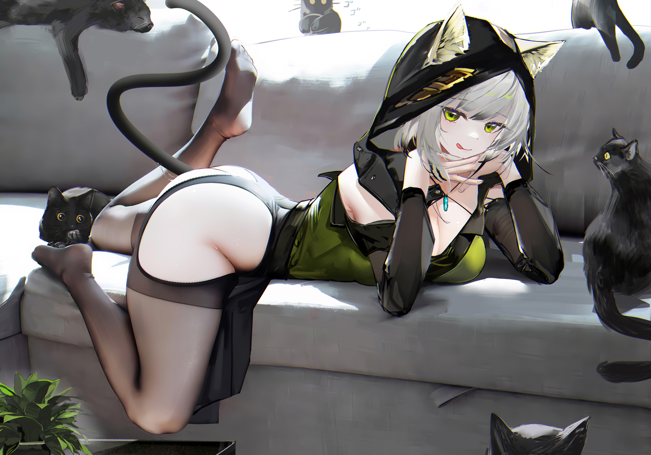 Kal'tsit - NSFW, Anime art, Anime, Kaltsit, Arknights, Animal ears