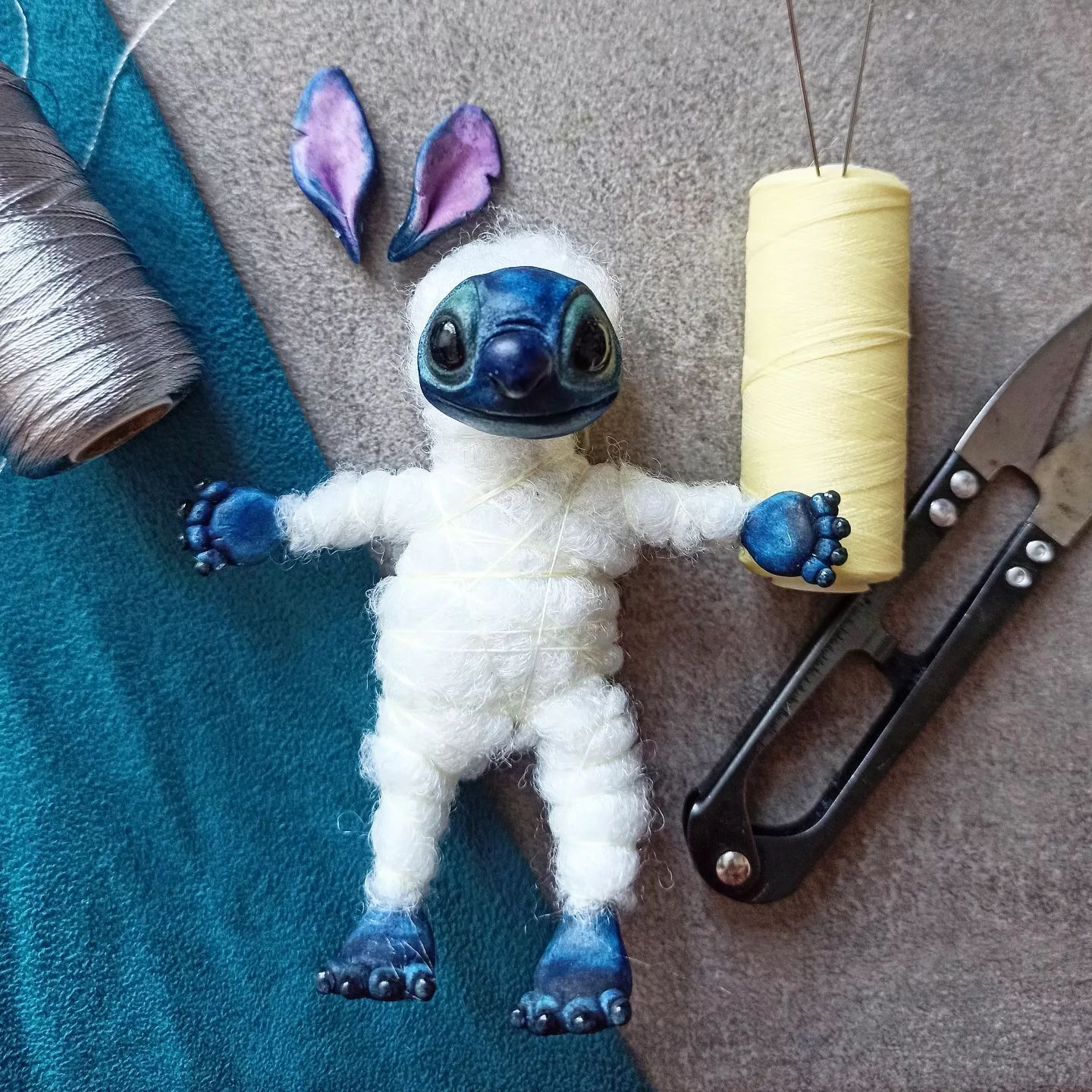 Stitch - My, Author's toy, Stitch, Handmade, With your own hands, Needlework without process, Video, Longpost