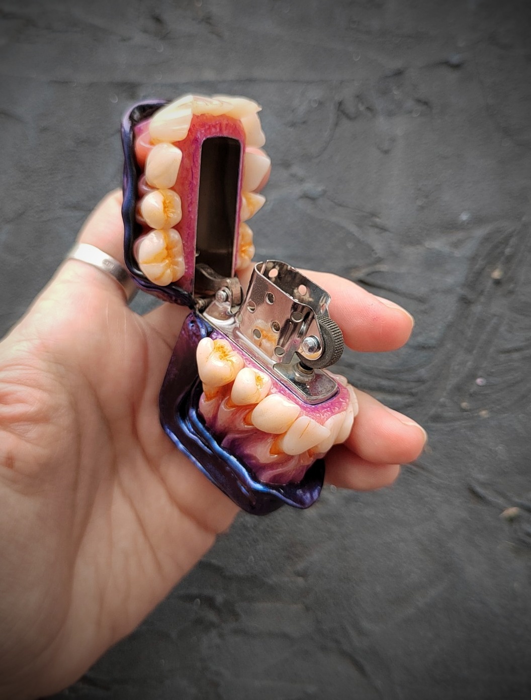 Biting lighter - My, Lighter, Needlework without process, Teeth, Лепка, Polymer clay, Longpost, Kripota