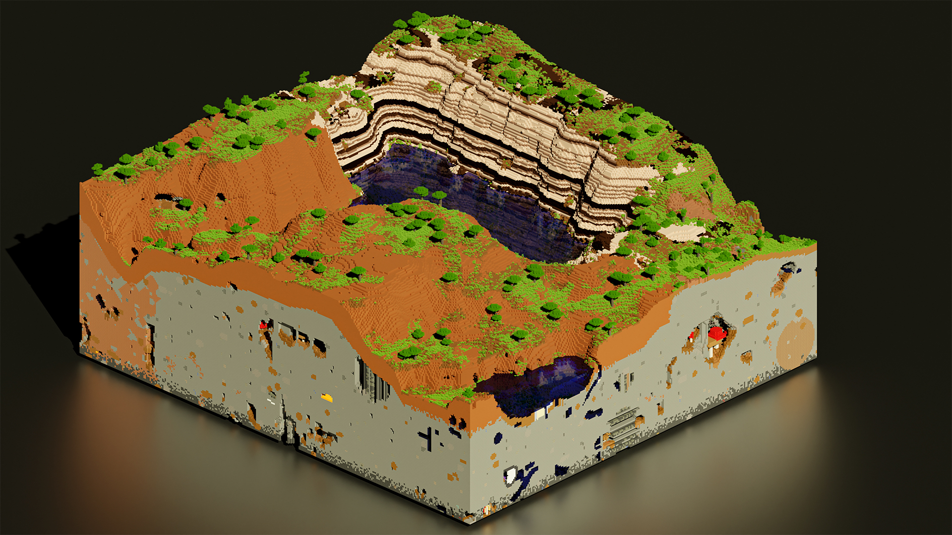 Cubic clippings - My, Screenshot, Computer games, Games, Minecraft, Blender, 3D modeling, Landscape, Video game, Longpost