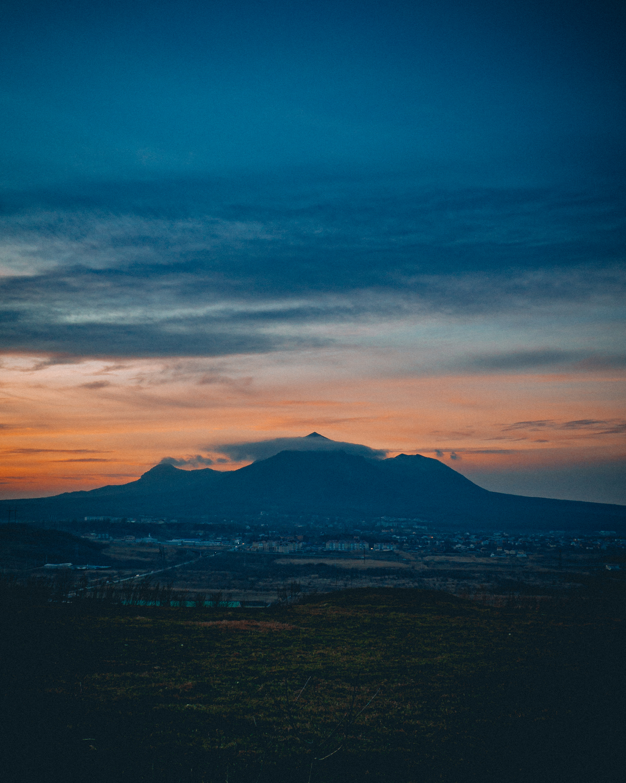 View of Beshtau from Inozemtsevo - My, Beshtau, Sunset, The mountains, Caucasian Mineral Waters, Pyatigorsk, Inozemtsevo