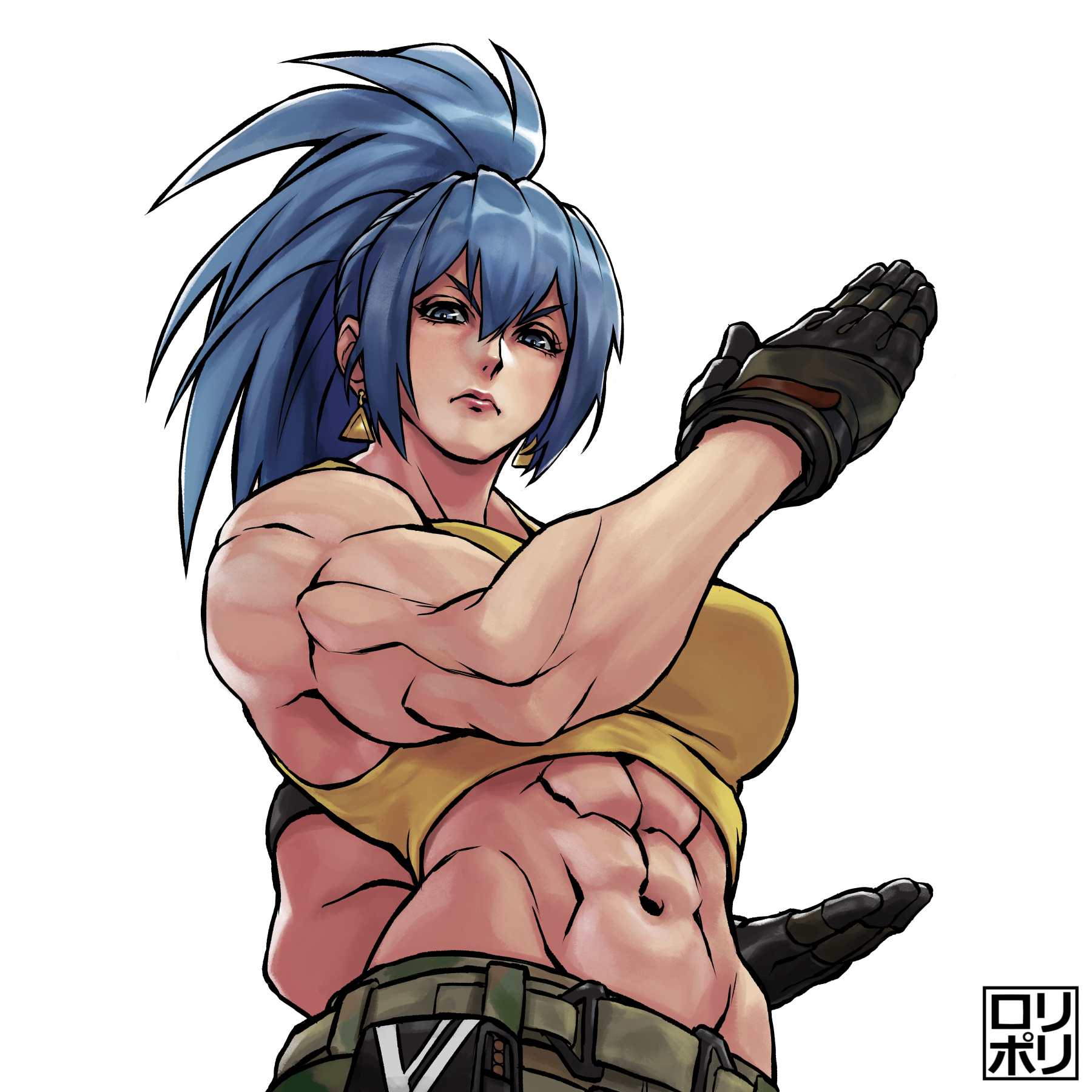 Leona Heidern - Jamrolypoly, Muscleart, Крепкая девушка, Арт, Девушки, Leona heidern, The King of Fighters, Аниме, Anime Art, Спортивные девушки