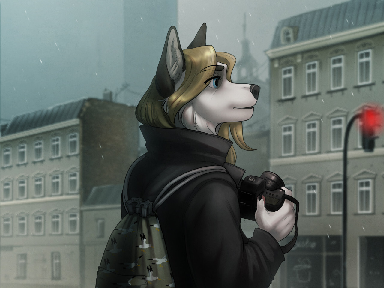 Winter walk - Furry, Anthro, Art, Furry canine, Ariadog