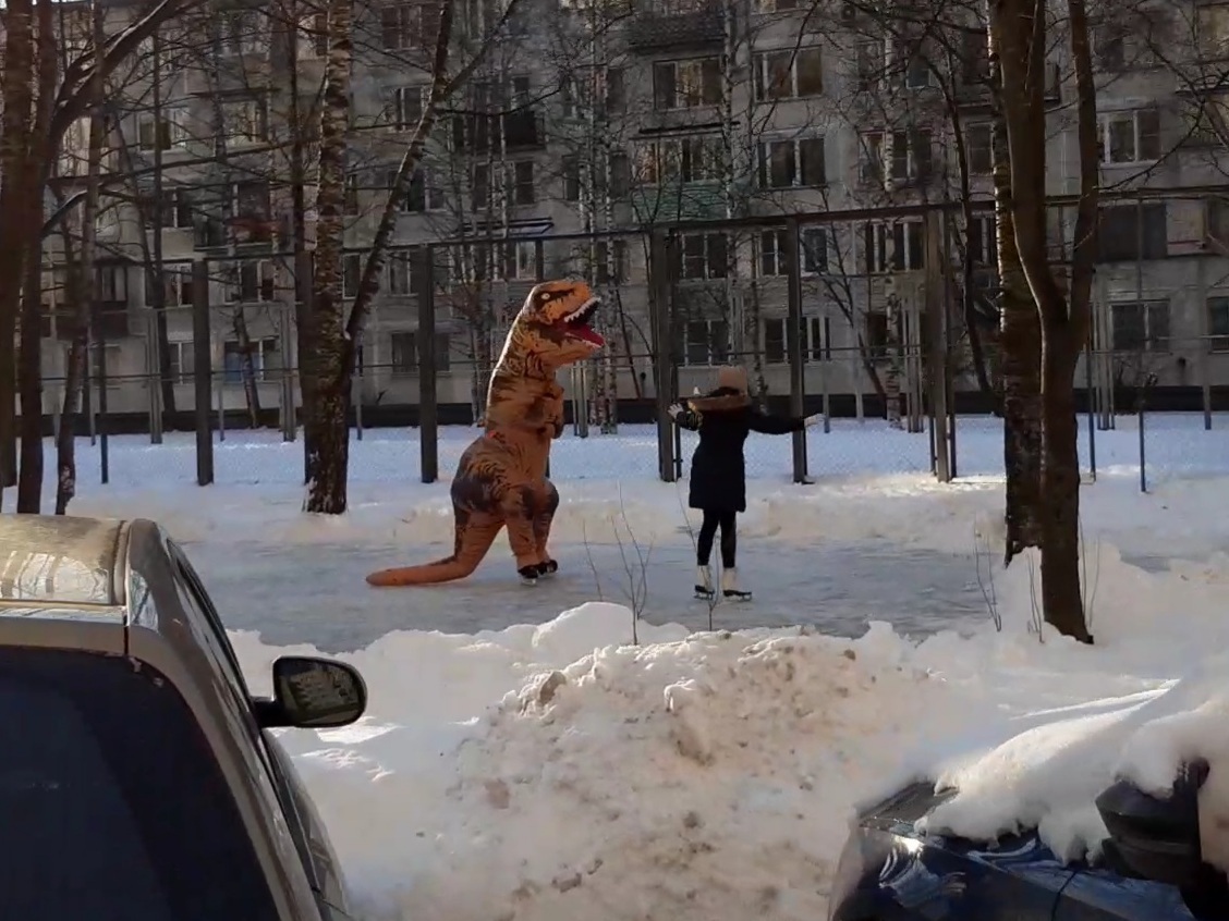 When the Ice Age Is Nothing - My, Mobile photography, Saint Petersburg, Dinosaurs, Skates