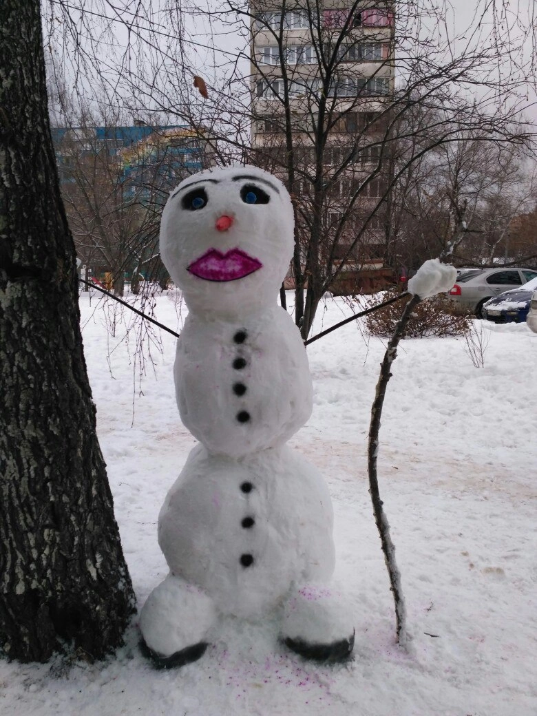 Unusual snowman - My, snowman, Winter, Longpost